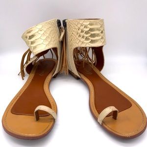 9 West Boutique Gladiator Sandals Fringe Animal 7